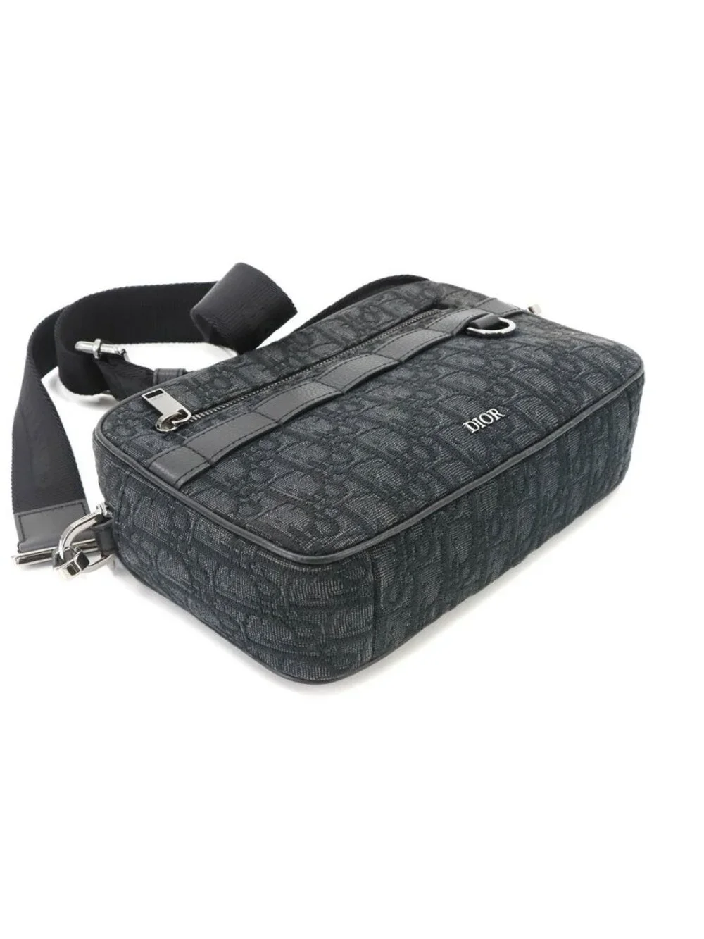 Dior Oblique Safari Shoulder Bag Canvas Leather Black